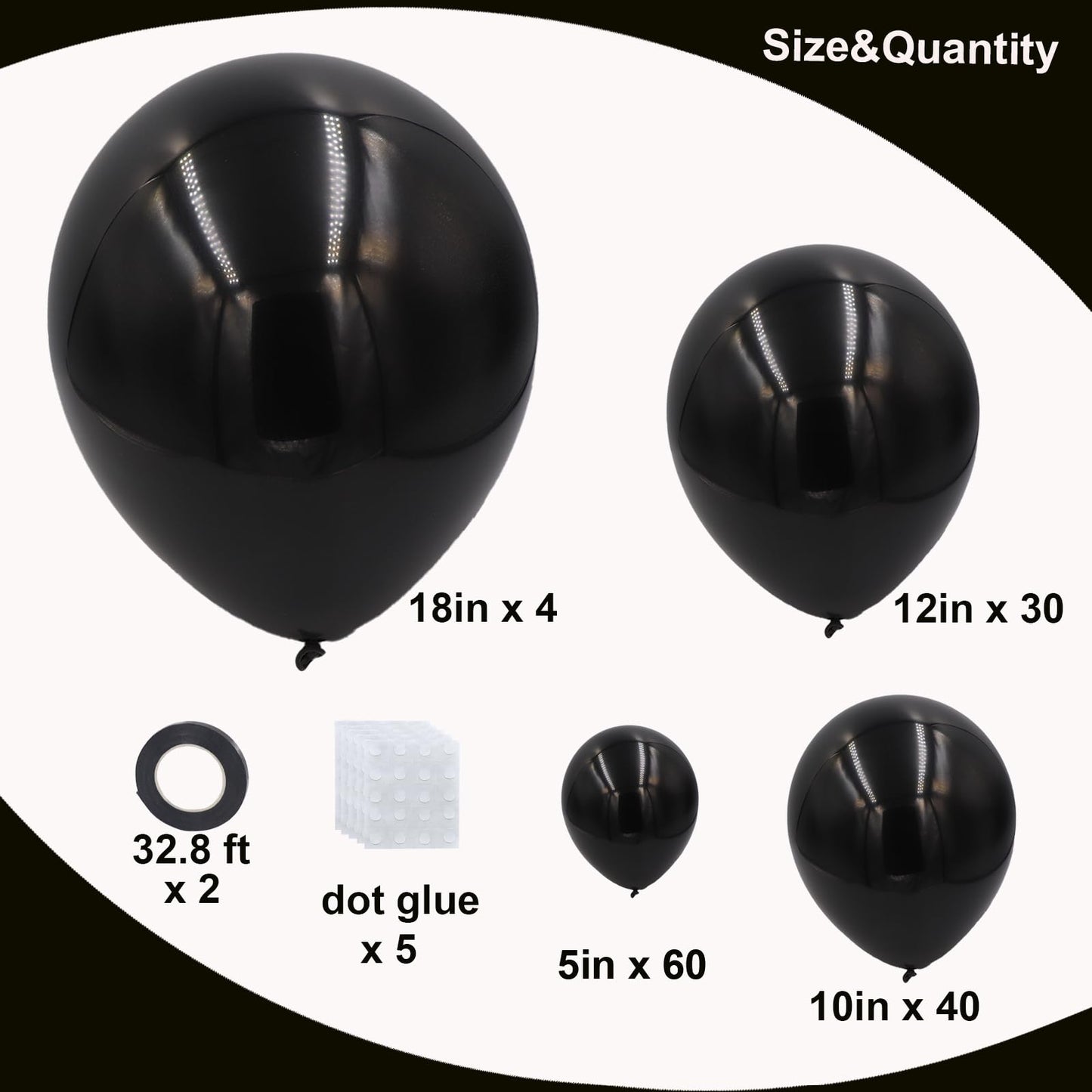 Black Balloons In Different Sizes 5 10 12 18Inch-134Pcs Black Balloons For Garland Arch