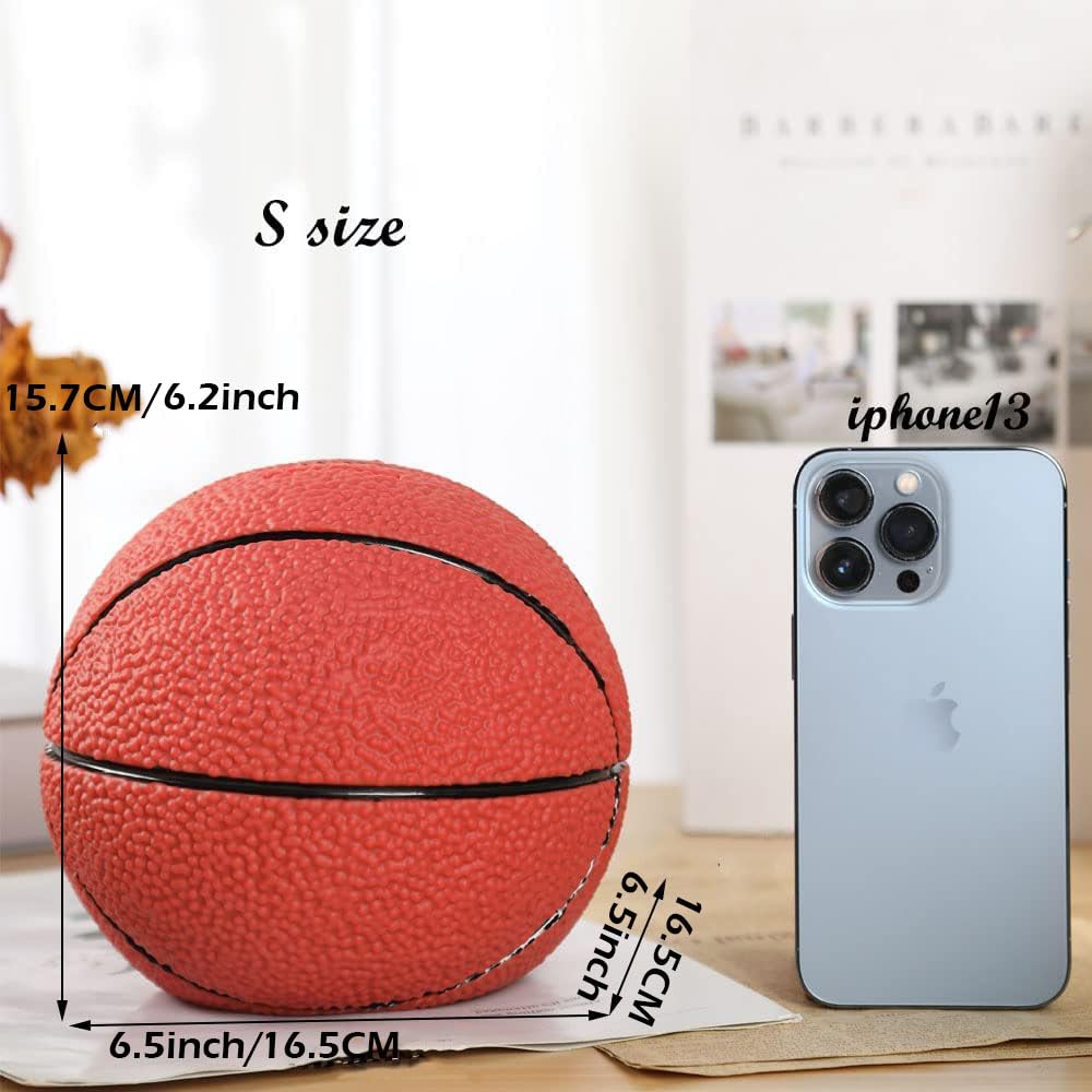 H&W Basketball Piggy Bank For Boys, Shatterproof Basketball Sports Themed Coin Bank, Small Size, Gift For Kids(S Size)