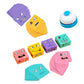 ILSMYSUTRA Expression Matching Block Puzzles Wooden Preschool Cube Building Blocks Game