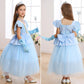 Itvti Princess Cinderella Costume For Girls Kids Cosplay Dress Carnival Halloween Party Outfit, Blue, 5-6 Years