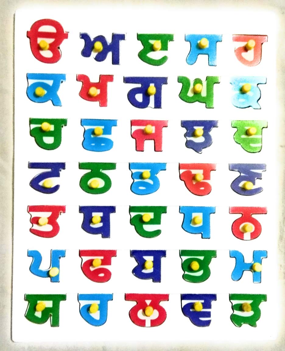 Futurez Key?Punjabi Alphabet Tray with knob, Educational Puzzle Board Toy for Kids, Multicolour/Play and Learn Philosophy (Pack 