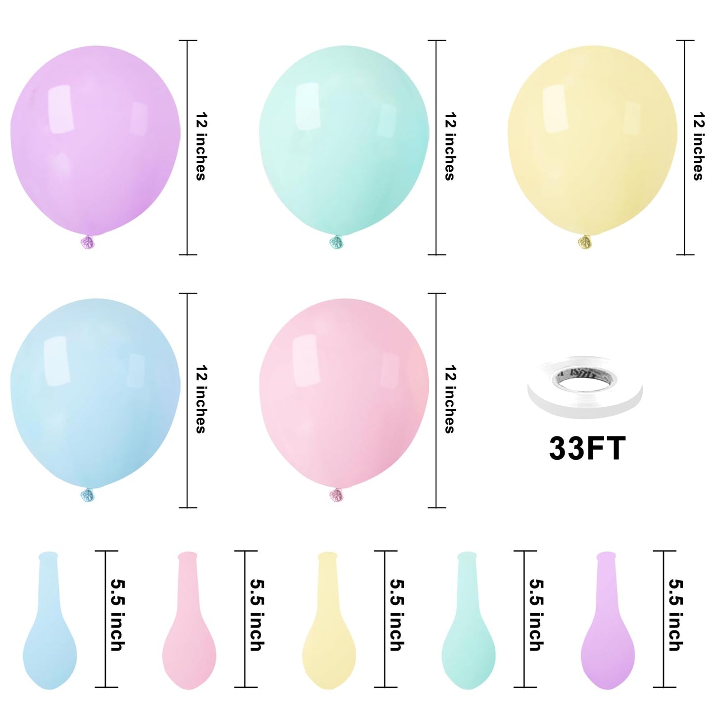 Kbzvnaf Pastel Balloons Latex Party Balloons - 50 Pack 12 Inch Helium Multicolor Macaron Balloons For Baby Shower Birthday Weddi
