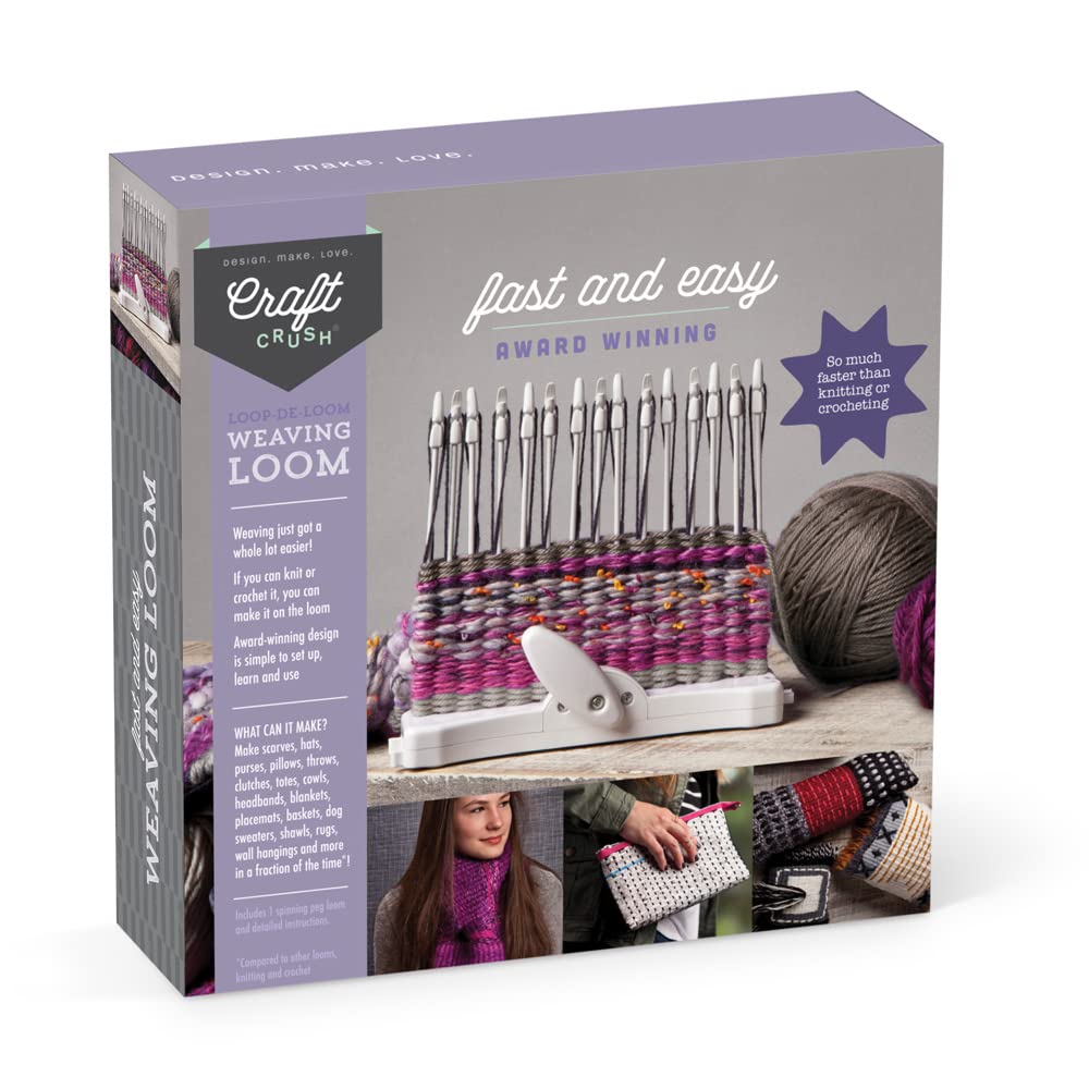 Craft Crush Weaving Loom Craft Kit - Learn to Weave Scarves, Gloves, Home D  cor - Modern Design Mini Craft Kit for Teens & Adul