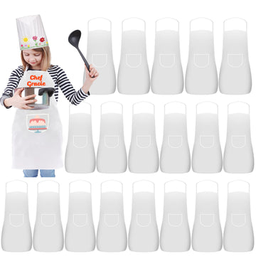 Ecoofor 24 Pieces Kid Aprons, Kid Chef Aprons with Pocket Children Chef Apron for Boys Girl's Kitchen Cooking Baking Painting We