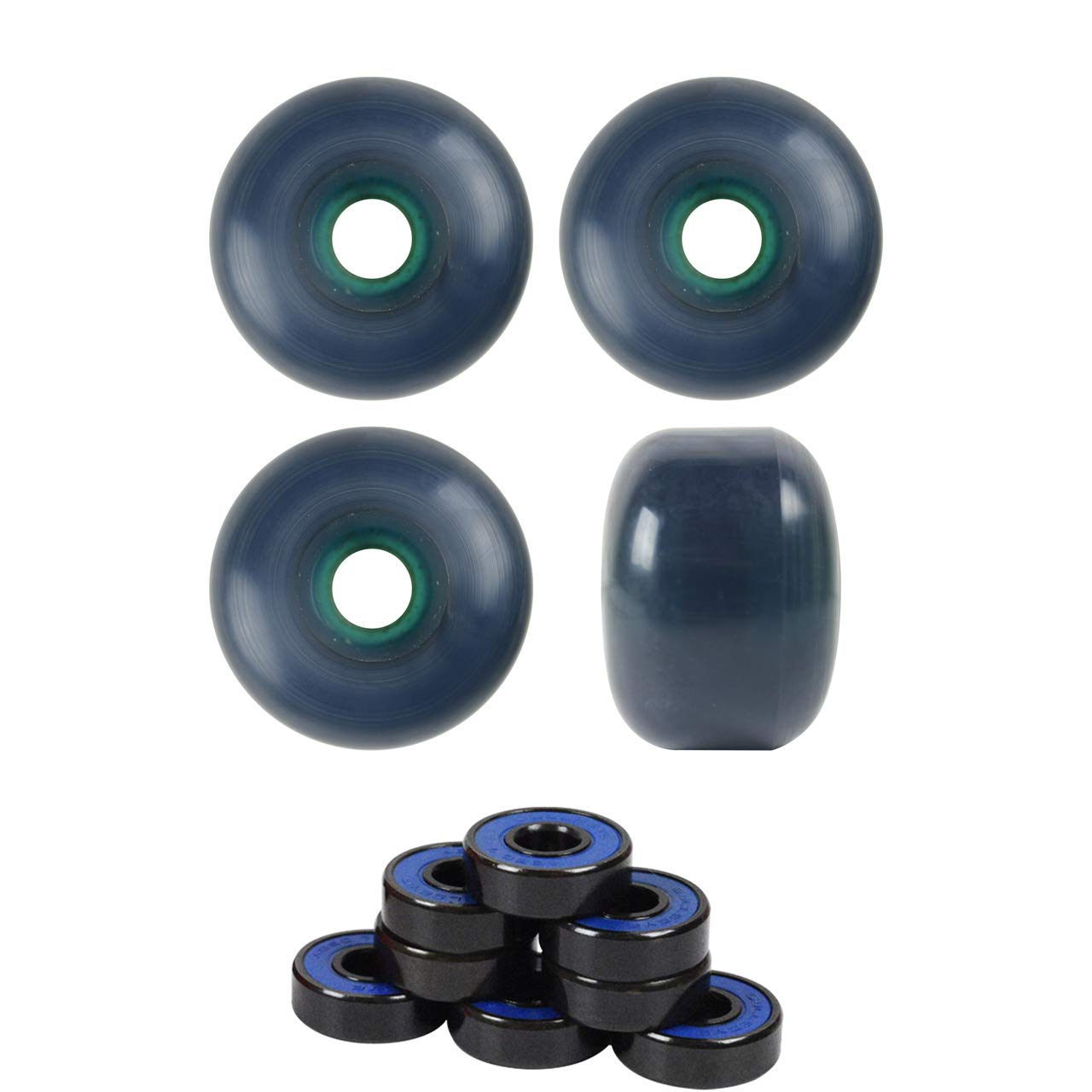 Skateboard Wheels with ABEC 7 Bearings and Spacers (Dark Blue Gel, 58mm)