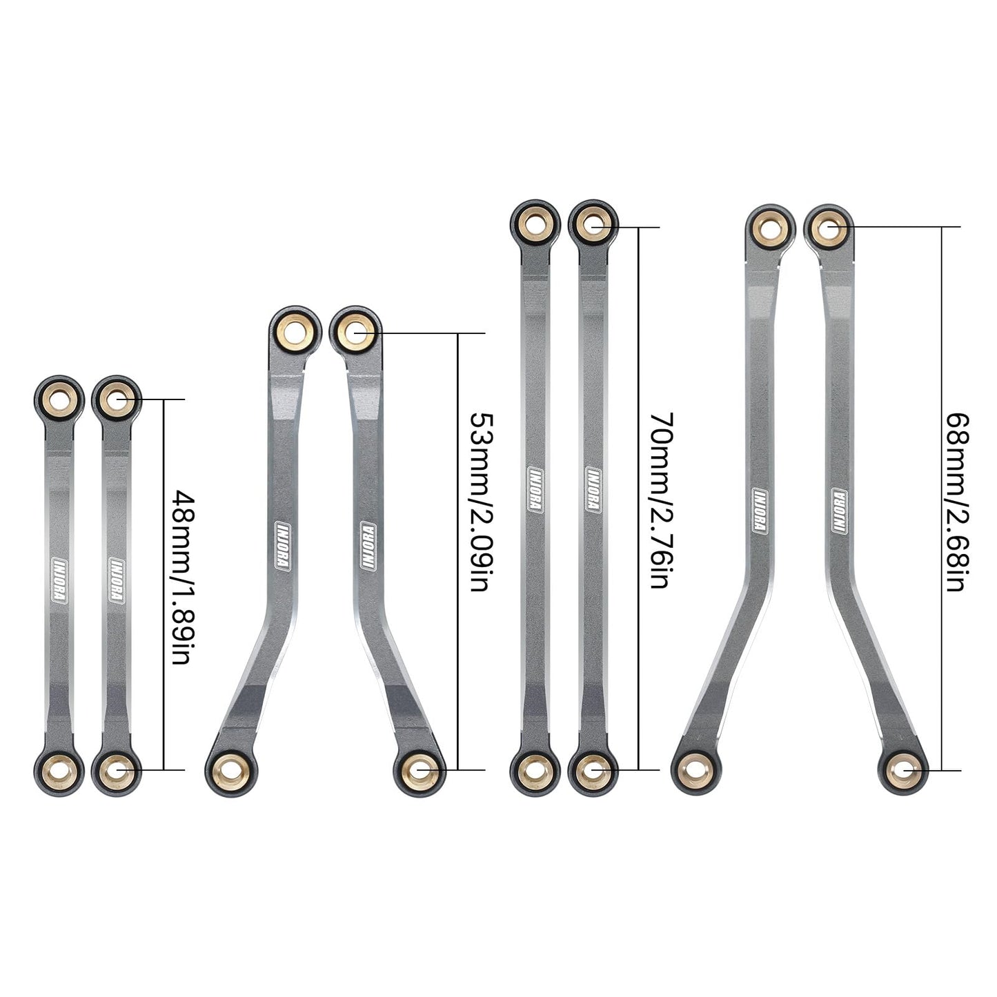 INJORA High Clearance Chassis Links CNC Aluminum Links Set for TRX4M Defender Bronco 1/18 Upgrade Parts (Grey)