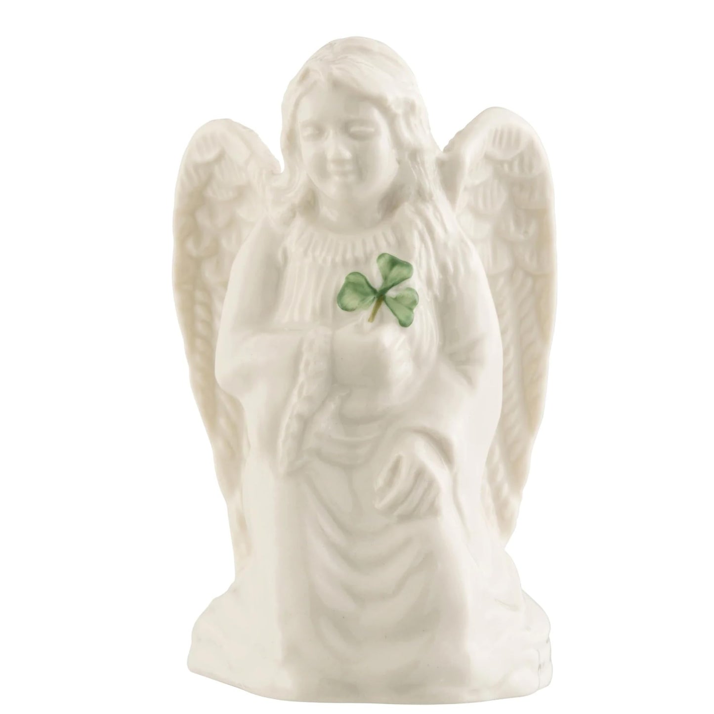 Belleek Angel Of Protection - Handcrafted Guardian Angel Figurine Porcelain Irish Decor, 2.16'L X 2.08'W X 3.3'H, White