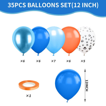 Dog Paw Balloons,12 Inchs Orange And Blue Balloons With Doghand Balloons For Birthday Baby Shower Company Events Wedding Bridal Shower Party Decoration