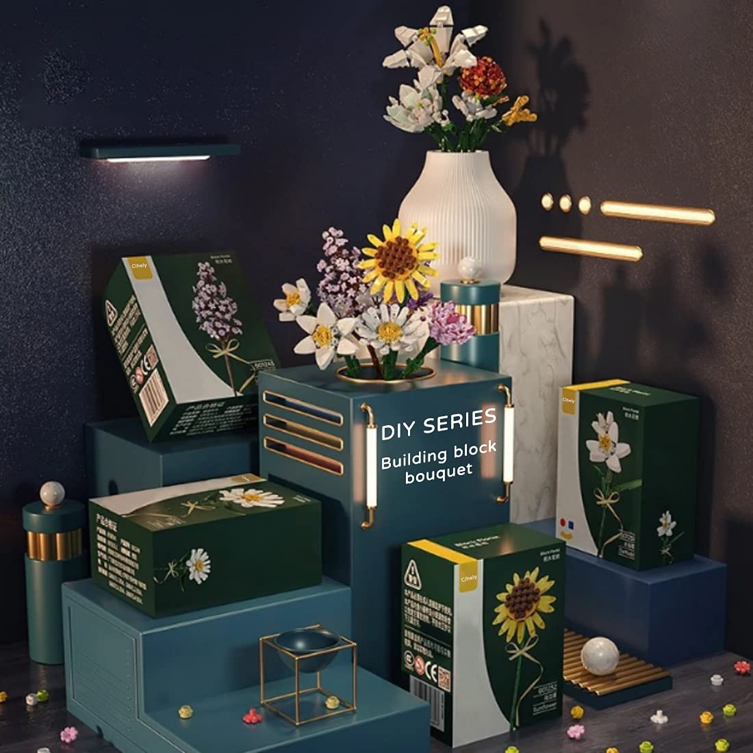 Flower Bouquet Building Blocks Kits Bell Orchid 601249, Artificial Flowers Building Project To Release Stress And Focus The Mind