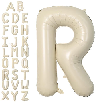 Letter Balloons Beige,40 Inch Letter R Balloons,A-Z Alphabet Name Foil Balloons,Big Single Cream Aluminum R Word Balloons Helium
