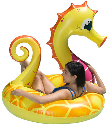 Poolmaster 48-Inch Inflatable Swimming Pool Party Float, Seahorse, Yellow