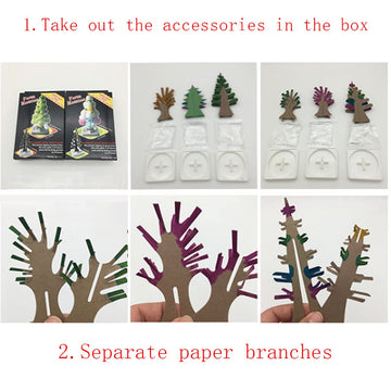 3 In 1 Mini Christmas Tree Magic Growing, Paper Tree Colorful Diy Crystal Growing Kit/Ornaments Decoration Toy Novelty Xmas Gift Boys Girls Science Kits & Toys Learning Guide (A)