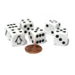 Set of 6 Penguin 16mm D6 Round Edged Koplow Animal Dice - White with Black Pips
