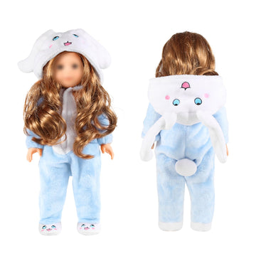 18 Inch Doll Clothes - Onesie Pajamas Fit 18 inch Girl Doll and More (Bunny)