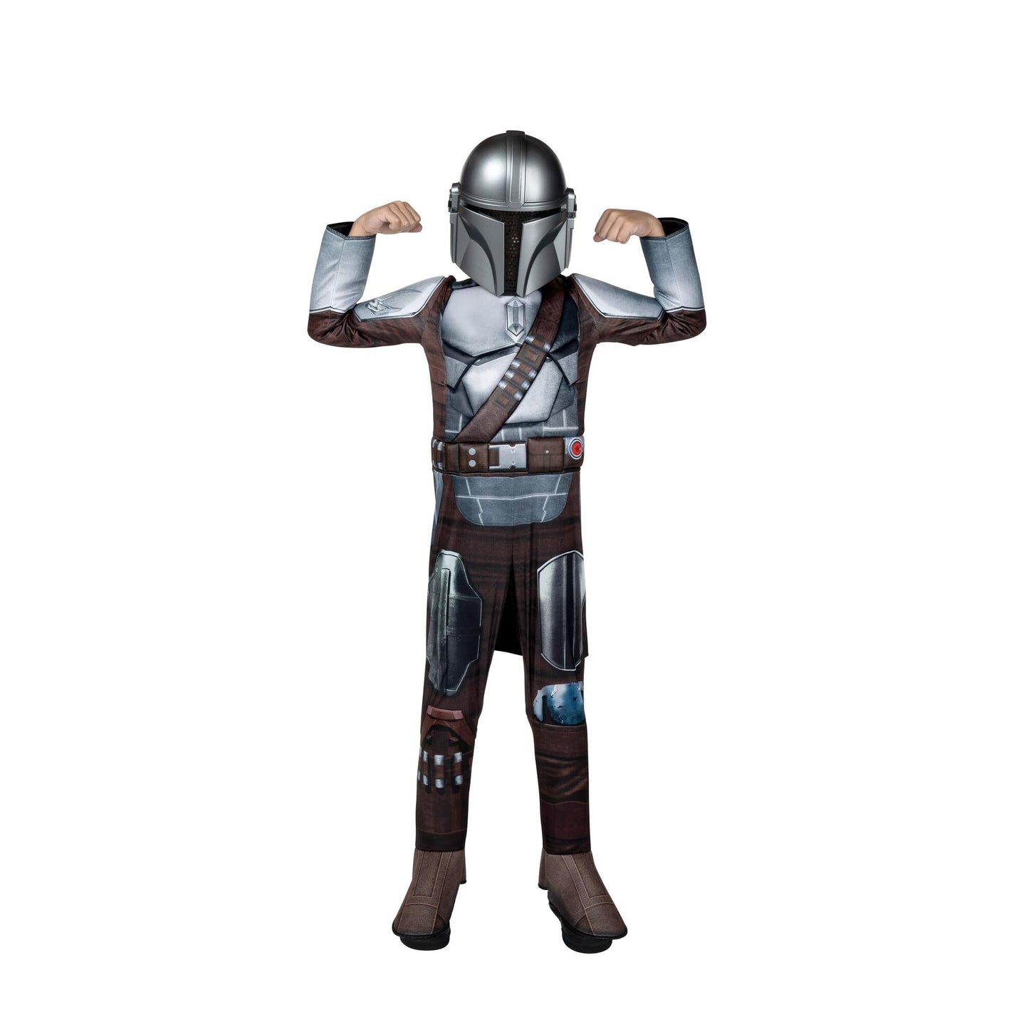 Star Wars The Mandalorian Official Youth Halloween Costume - enhanced Quality Padded Jumpsuit with Plastic Mask and Detachable Cape (Medium) Multi