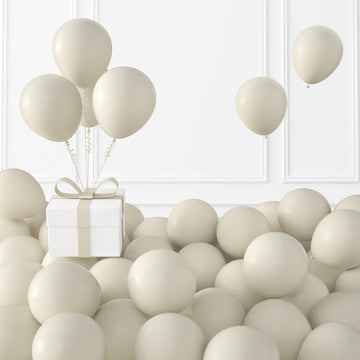 Kalor Retro White Sand Balloons,100 Pcs 5 Inch Mini Matte Latex Balloons For Balloon Garland Arch, Birthday Decoration, Wedding Party, Baby Shower Decorations