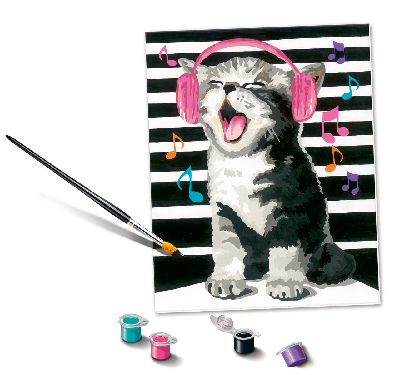 Ravensburger Singing Kitten Paint by Numbers Kit for Children - Painting Arts and Crafts for Kids Age 12 Years Up