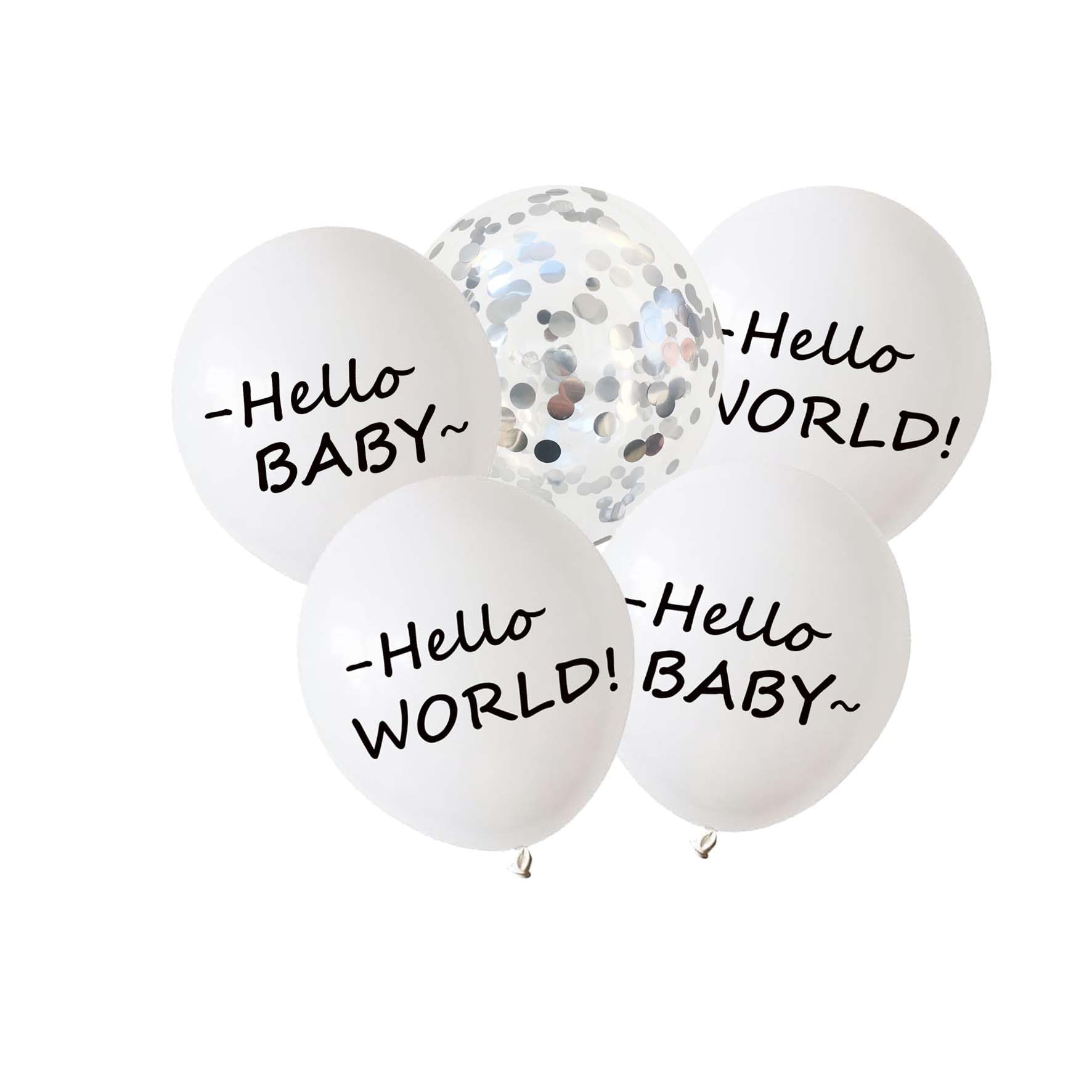 Jumdaqq Baby Shower Party Balloons Hello Baby Hello World Latex Confetti Balloons Ribbons For Newborn Baby Girl Boy Shower Welco