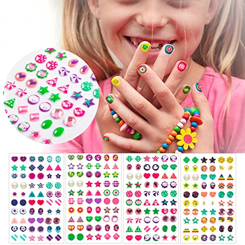 KXCOFTXI 240PCS Sticker Earrings for Girls, Self-Adhesive 3D Crystal Gems, Multicolour