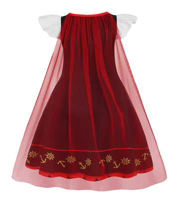 WonderBabe Girl Costume Buccaneer Princess Costume Halloween Party Dress Up Birthday Party Dress Up Dress with Cape size 6-7