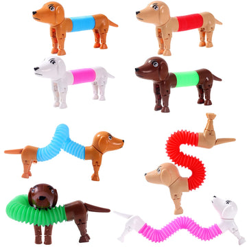 Dog Pop Tubes,Toy Dog,Animal Pop Tubes,Robot Dog,Fidget Toys For Kids,Sensory Toys For Kids 5-7,Dog Party Favors,Small Toys,Dog Toys For Kids,Sensory Tubes,Autism Sensory Products(4 Pack Dog)