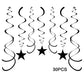 Aimtohome Party Star Swirl Decorations, Black Foil Ceiling Hanging Swirl Decorations With Star, Whirls Decorations For Birthday