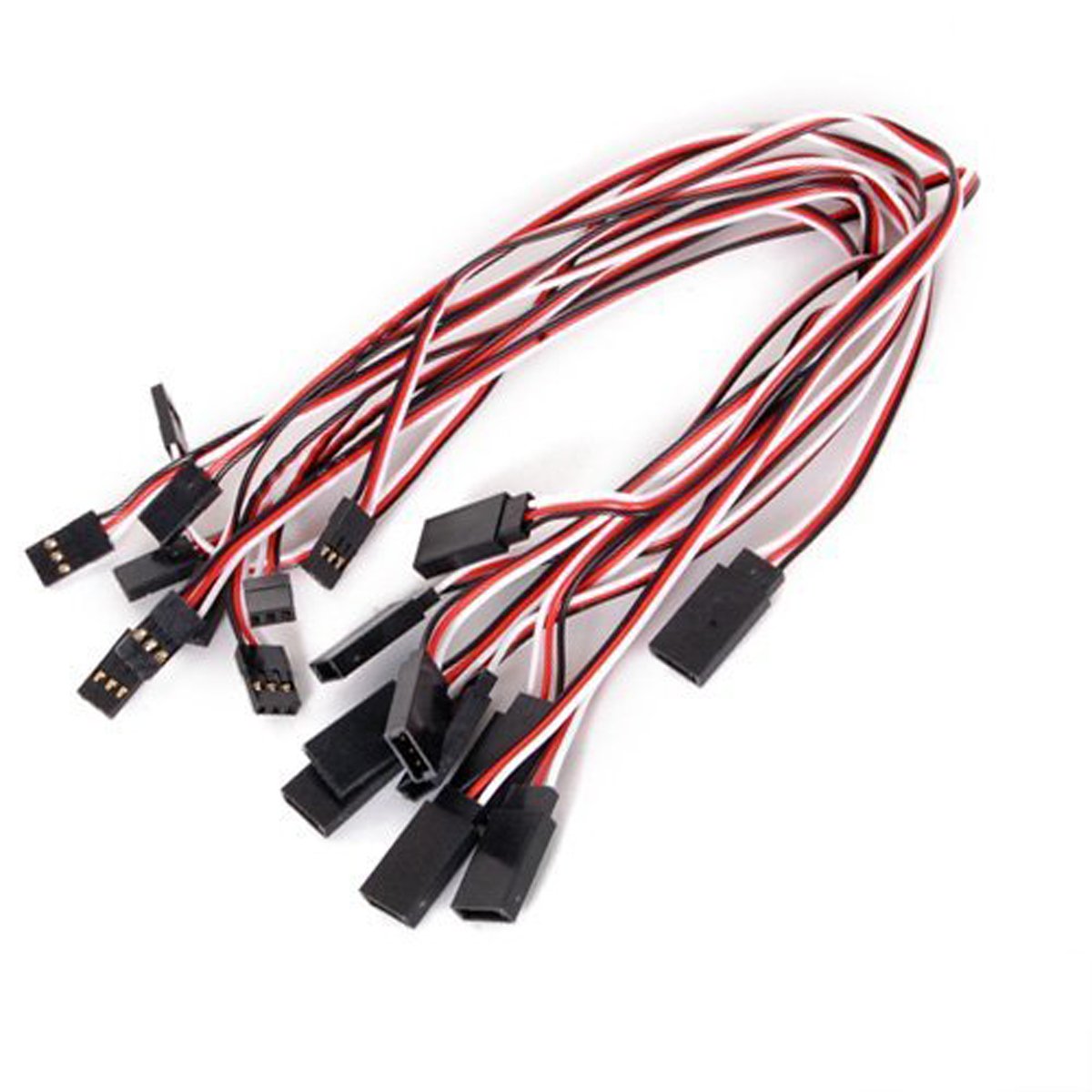 30 Pcs Red White Black 3 Terminal Male to Female Servo Extension Lead Wire Cable 300mm for RC Airplane (30Pcs)