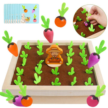 Naodongli Montessori Wooden Educational Toys For Toddlers,Wooden Toy Carrot Harvest Game Shape Color Sorting & Memory Matching Game Garden Toys Easter Gift For 3 4 5 Year Old Boys Girls Kids
