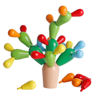 Shierdu Wooden Stacking Rainbow Cactus Toy To Build And Stack Cactus Blocks To Balance Cactus Puzzle Fun Educational Activities 