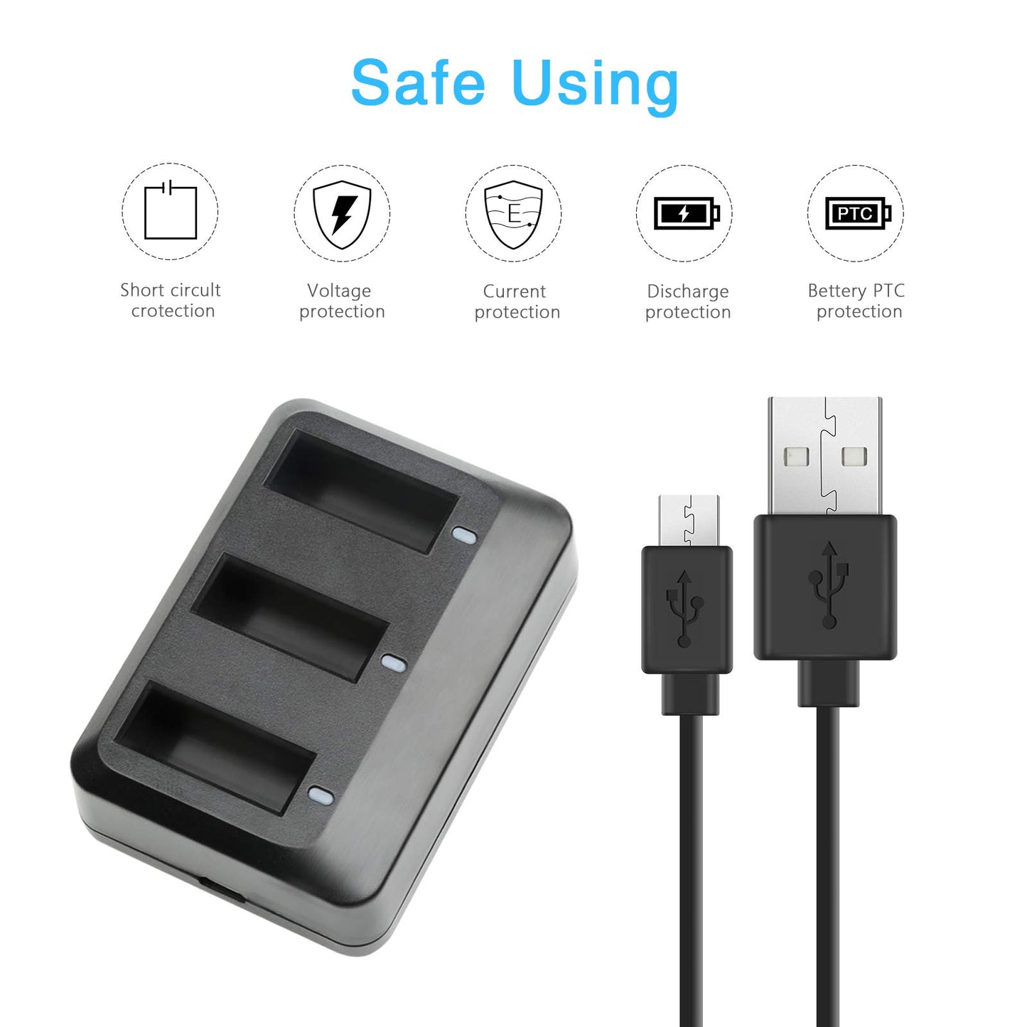 D&F Replacement Battery 3 Pack 660mAh Battery with Rechargeable Charger for Parrot MiniDrone Jumping Sumo,Swing,Mambo,Parrot Min