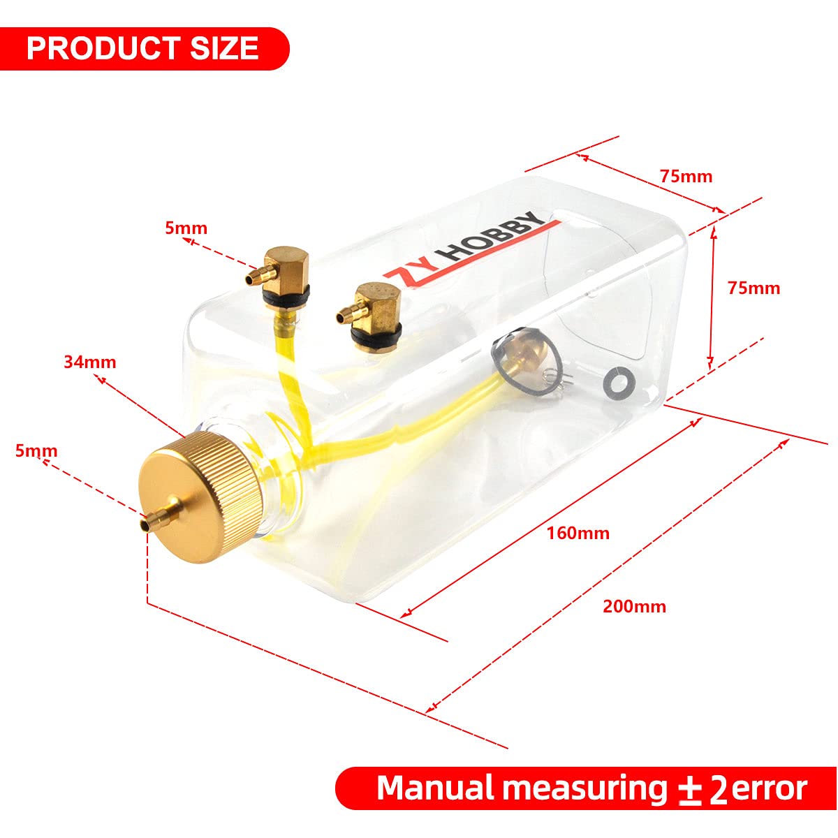 ZYHOBBY RC Fuel Tank 1000ML,RC Gas Fuel Bottle with Transparent Plastic for RC Airplane Model in USA