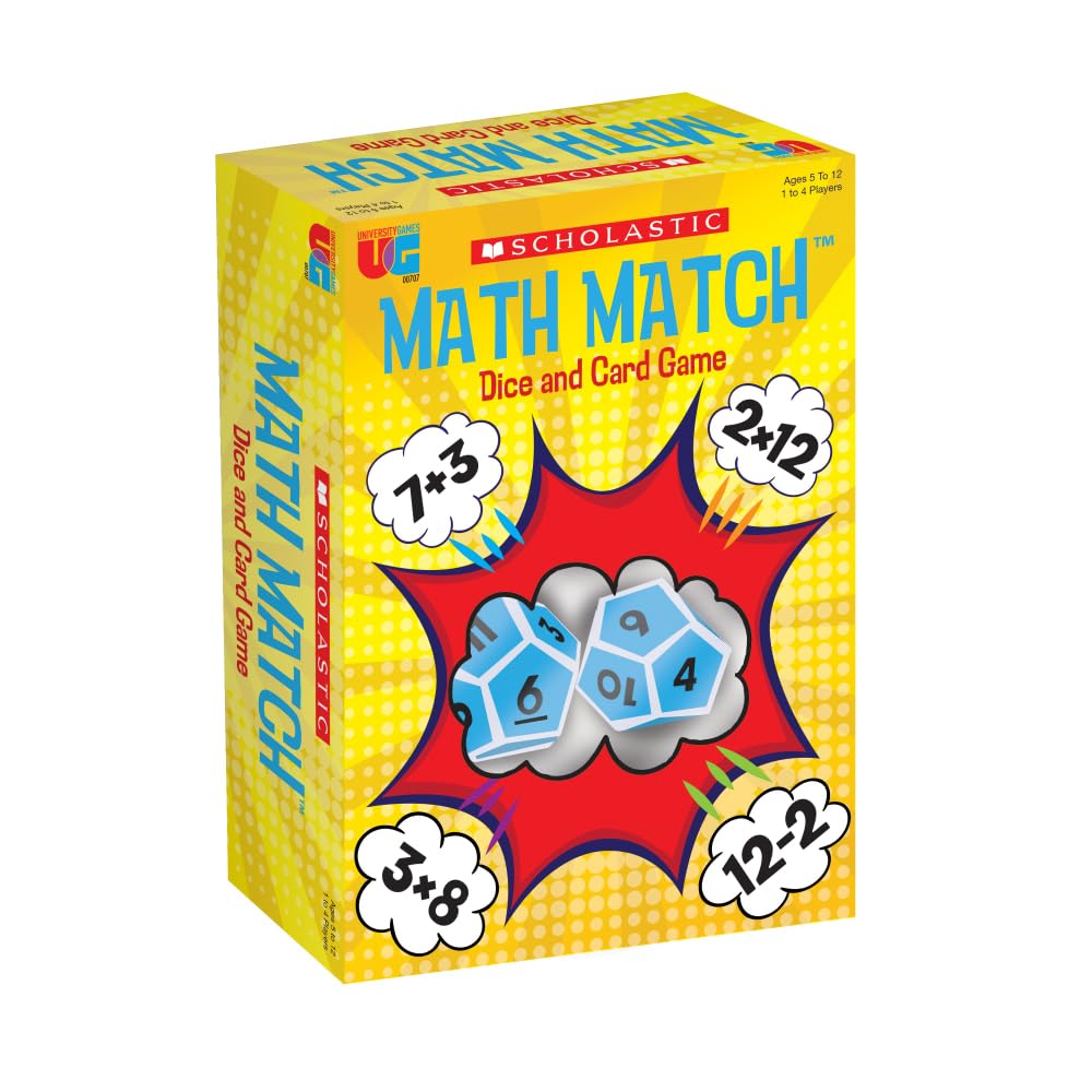 University Games, Scholastic Math Match Travel Dice Game, Mathematics Reinforcement Game For Kids, For 2 Or More Players Ages 5 And Up