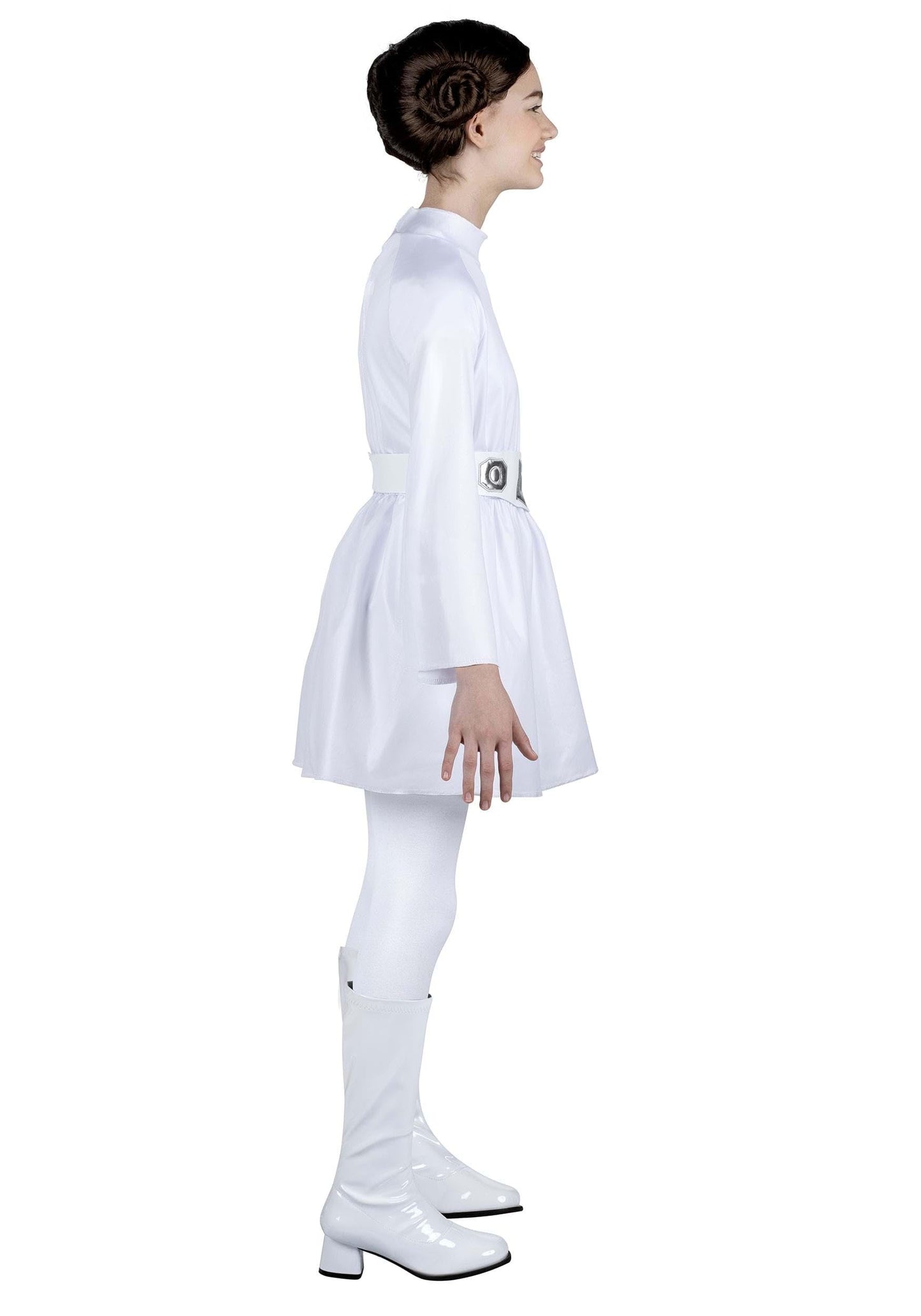 Star Wars Princess Leia Official Youth Halloween Costume - White Dress With Belt And Wig