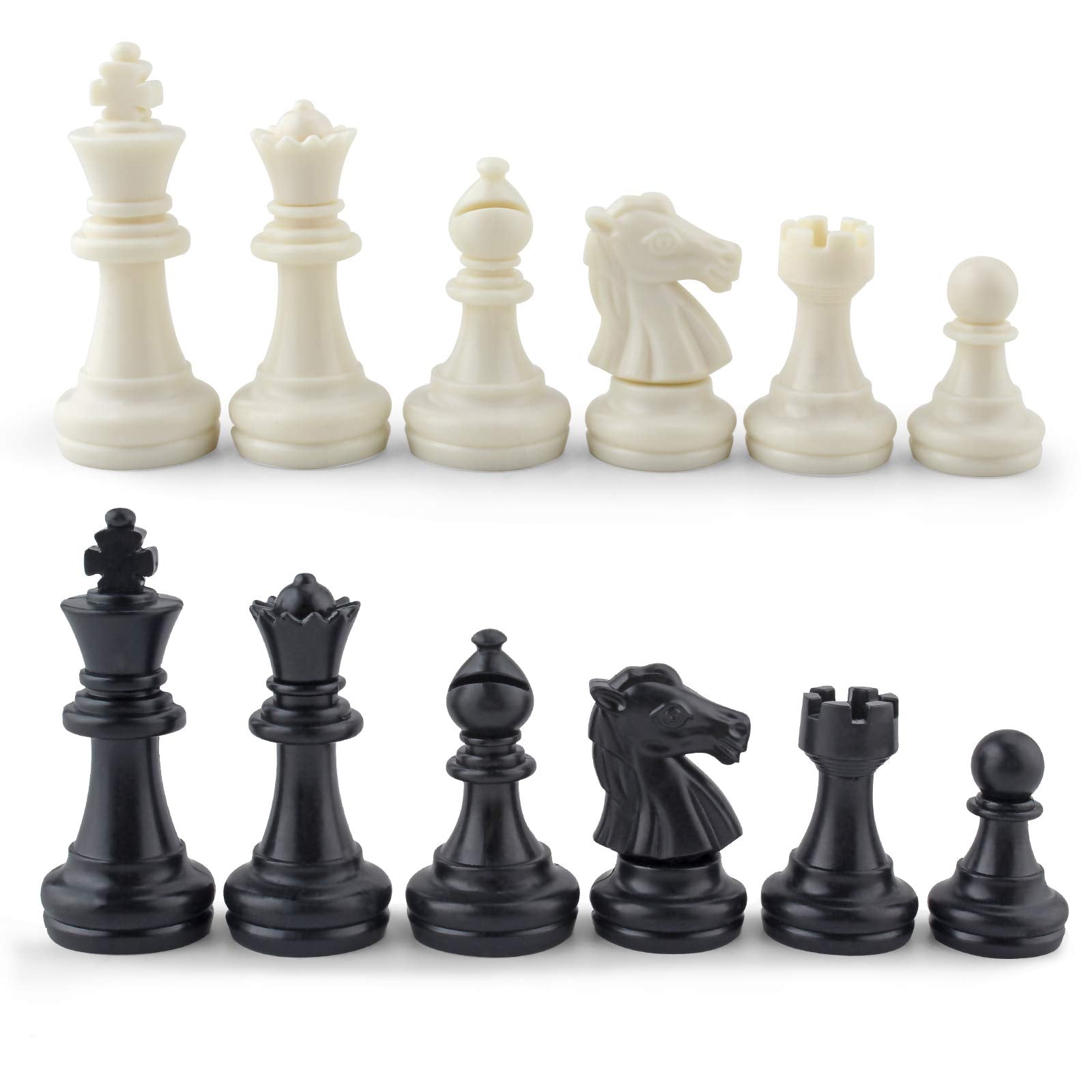 DINOBROS Chess Pieces Only Magnetic Plastic Chessman Set for Replacement of Missing Pieces - Complete Set of 32 Unweighted Game 