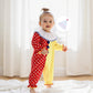 Aiwpstoin Toddler Baby Clown Costume Boy Girl Funny Halloween Outfit Contrast Color Long Sleeve Jumpsuit with Hat (Red, 4-5T)