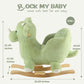 Rock My Baby Rocking Horse Green Dinosaur with Chair, Plush Stuffed Animal Rocker, Baby Rocker with Sweet Music, Wooden Rocking