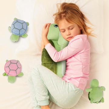16 Inch Turtle Stuffed Animals Toys For Ages 3 4 5 6 7 8+ Years Old Kids - Mommy Turtle With 3 Baby Turtle In Her Tummy, Idea Xm