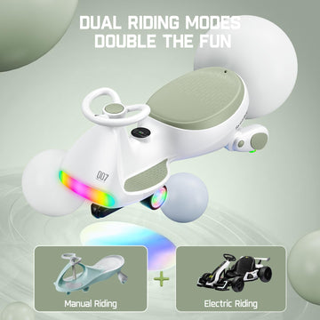 FanttikRide 12V N7 Ultra Electric Wiggle Car with Pedal, Kids Car, MagicMute Motor Swing Car, 2 Speeds, 9 Color Modes, Digital D