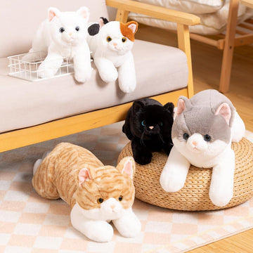 White Cat Plush Toy Realistic Cat Weighted Stuffed Animals, 28' Cute Soft Kitty Plushie Doll Gift For Boys Girls Birthday Christmas, 1.8 Lbs