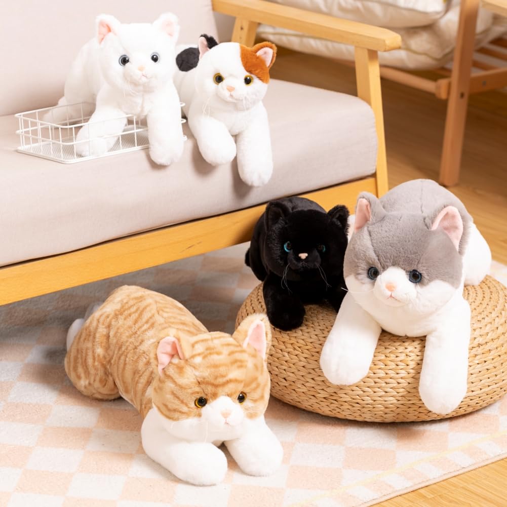 Snowolf Cat Stuffed Animals Weighted Plush Toy, 28'' Realistic Black Cat Plushie Kawaii Toys Soft Cat Kitten Doll Gift For Boys
