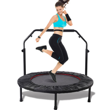 40' & 50' Rebounder Trampoline For Adults – Mini Foldable Fitness Trampoline With Optional Bar, Indoor/Outdoor Use