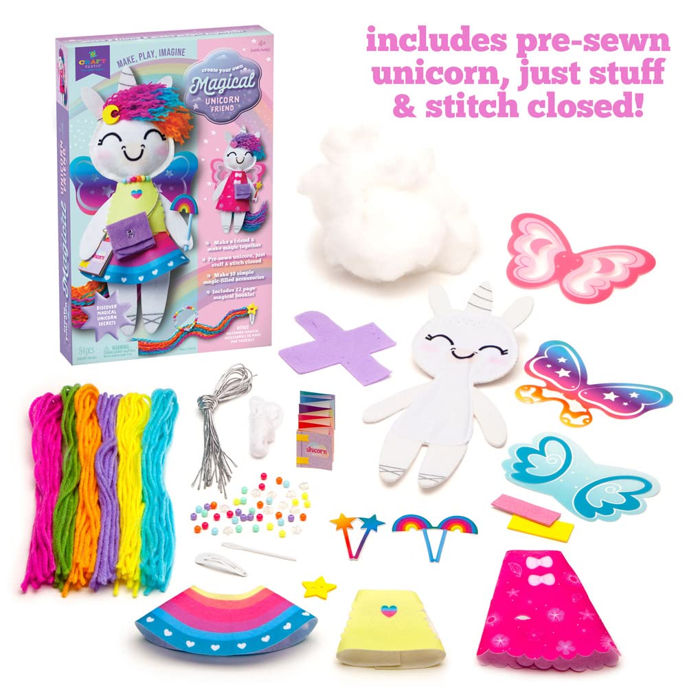 Craft-tastic -Make a Unicorn Friend Craft Kit - Learn to Make Easy-to-Sew Stuffie with Clothes & Accessories - Ages 4+