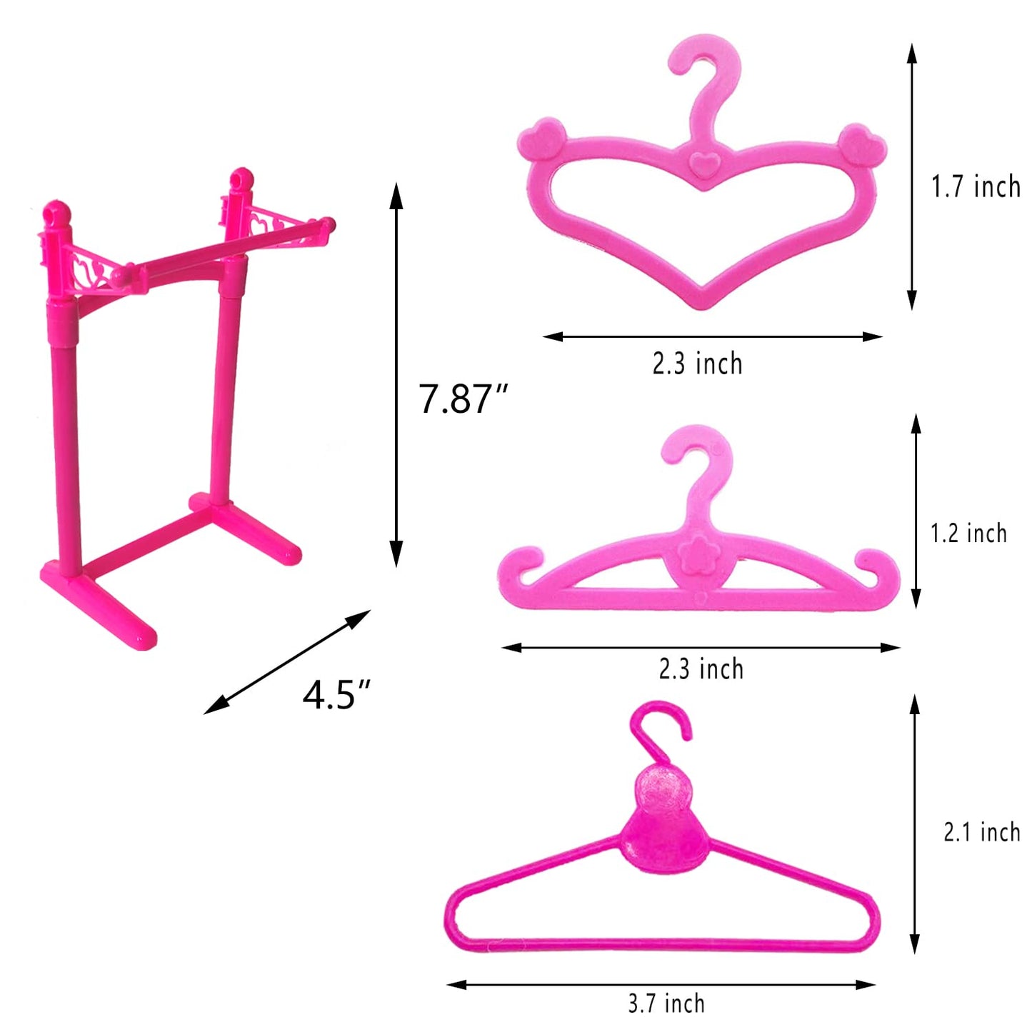 Highfun 55Pcs Doll Hangers For Doll Clothes Doll Accessories For 12 Inch Dolls 1 Display Rack For Show Doll Clothes