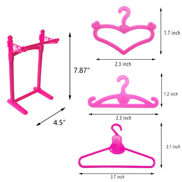 Highfun 55Pcs Doll Hangers For Doll Clothes Doll Accessories For 12 Inch Dolls 1 Display Rack For Show Doll Clothes