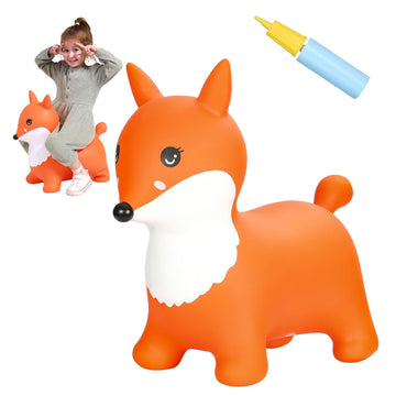 Inpany Woodland Animal Baby Shower Decorations, Bouncy Fox Safari Hopper Toys, Toddlers Bouncing Jungle Forest Zoo Figures, Ride On Rubber Bouncer, Birthday Gifts For 2 3 4 Year Old Girl Boy
