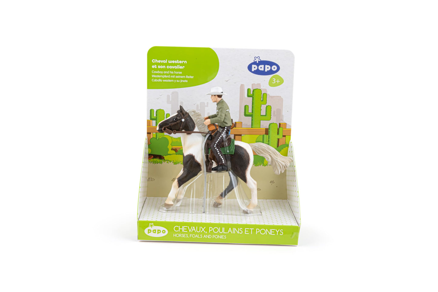 Papo Cowboy and Horse Figurine - Hand-Painted Collectible - Model 51573 - Multicolor - Suitable for Ages 3 and Up