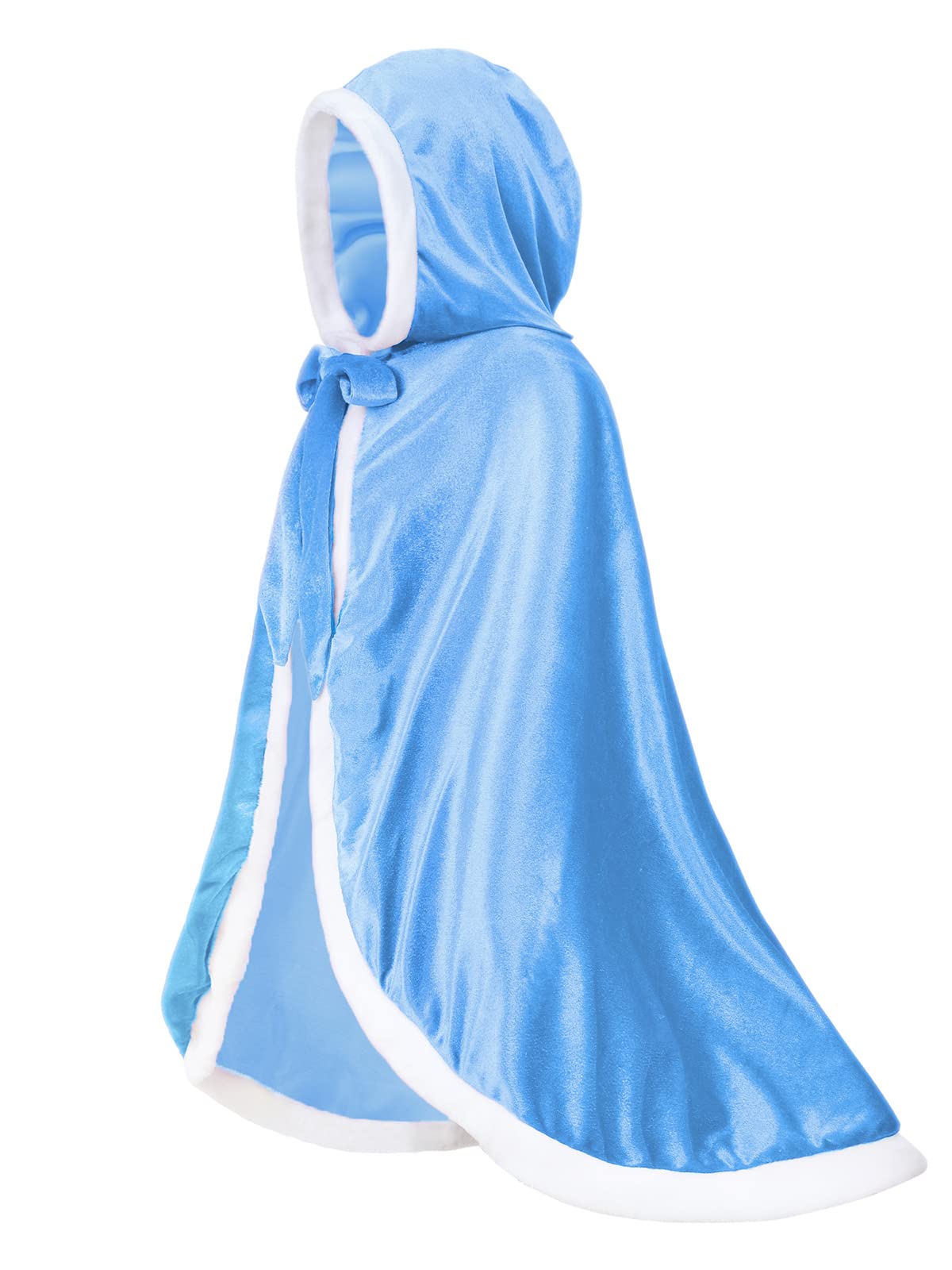 Century Star Girl Fur Princess Cape With Hood Girls Cloak For Little Girls Christmas Blue 3-4 Years
