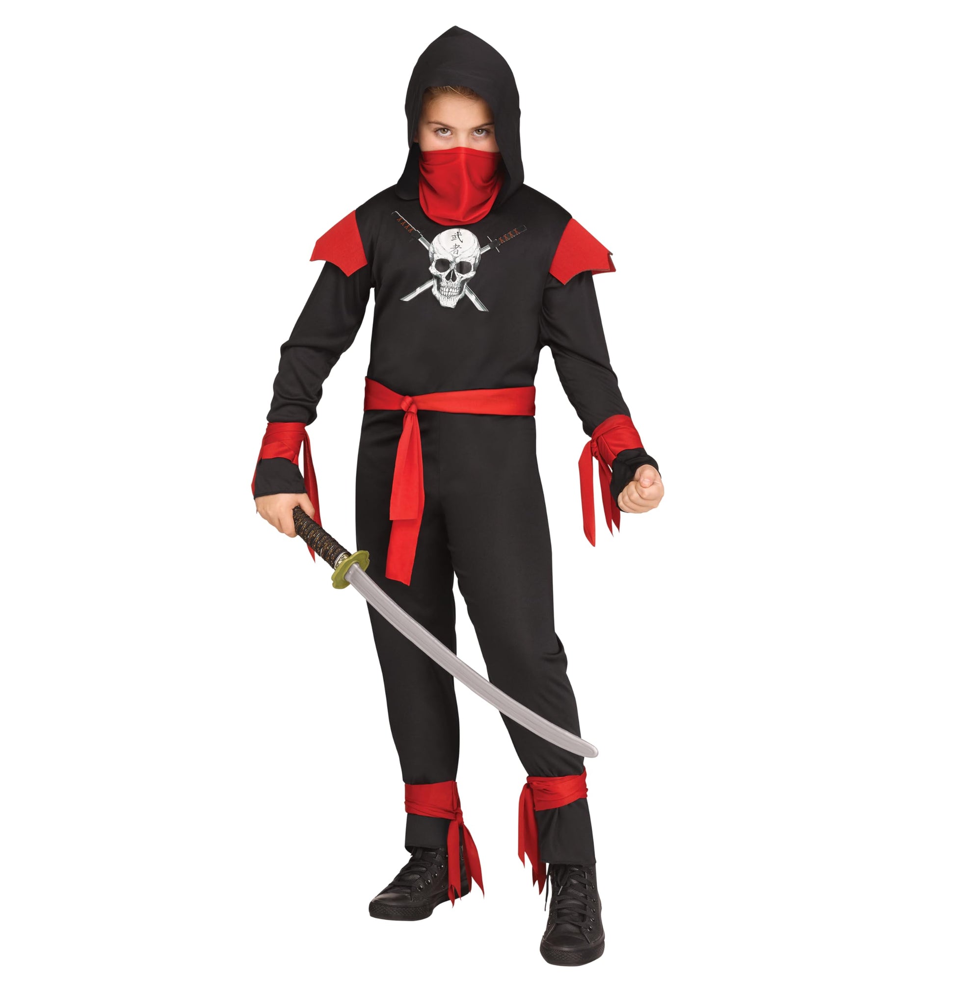 Morris Costumes FW112652BKLG Skull Ninja Black Child Costume, Large 12-14
