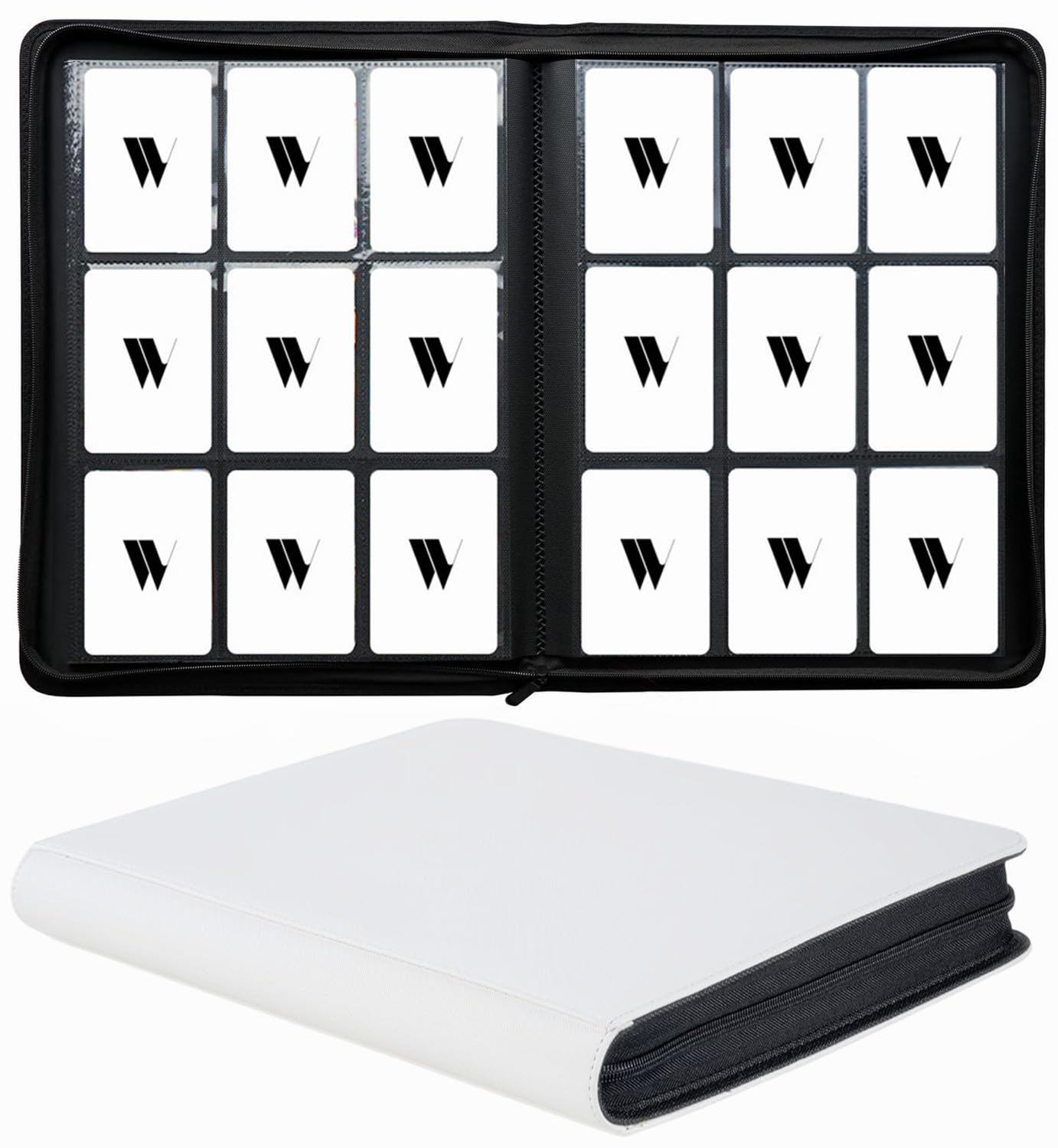enhanced 9-Pocket Zippered Trading Card Binder  540 Pockets Double-Sided Side-Loading Card Organizer Album  PU Leather Card Holder Protector for MTG  TCG  Sports Cards (White)