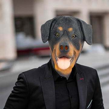 PartyHop Rottweiler Mask Dog Head Animal Latex Full Head Realistic Masks Fancy Dress for Halloween Carnival Costume Party